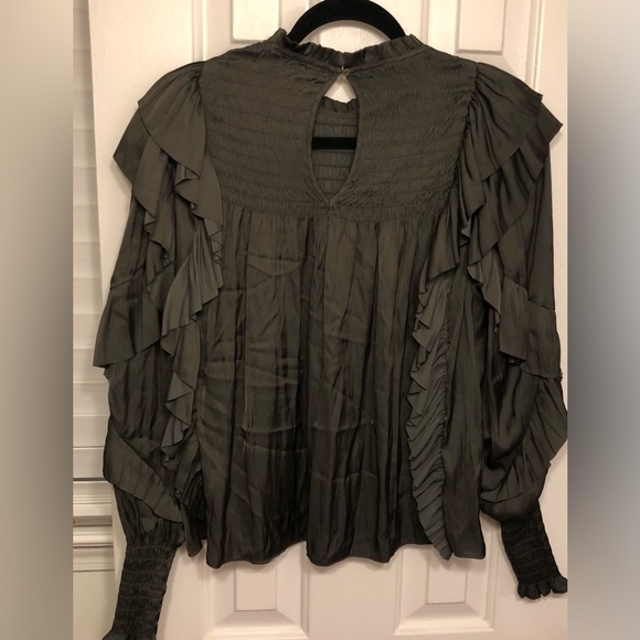 🌷Ulla Johnson Lucy black tiered Ruffle long sleeve Blouse preowned size 4 - Picture 3 of 3